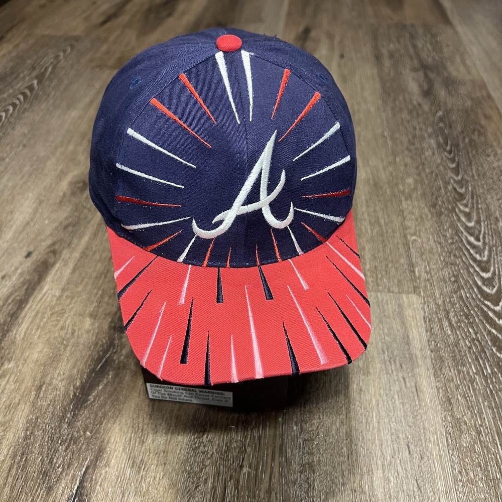 Vintage Atlanta Braves Snapback Hat Explosion Bolt Blue Red‎ White MLB Baseball